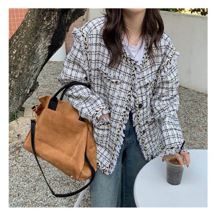 Áo Khoác Dáng Rộng Thời Trang Thu Đông Phong Cách Hàn Quốc Cho Nữ