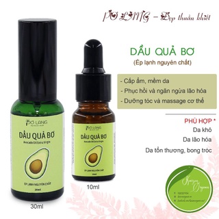 Dầu quả bơ ép lạnh Pơ Lang chiết xuất 100% quả bơ tươi chai 10ml, 30ml