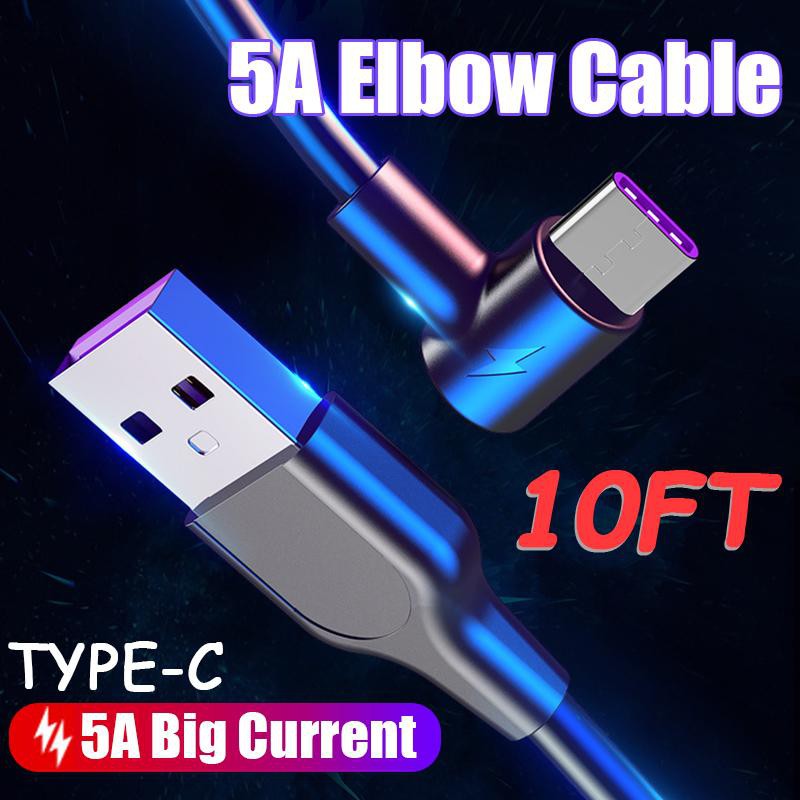 Cáp sạc nhanh USB Type C 90 độ 5A 1m/1.5m/2m/3m