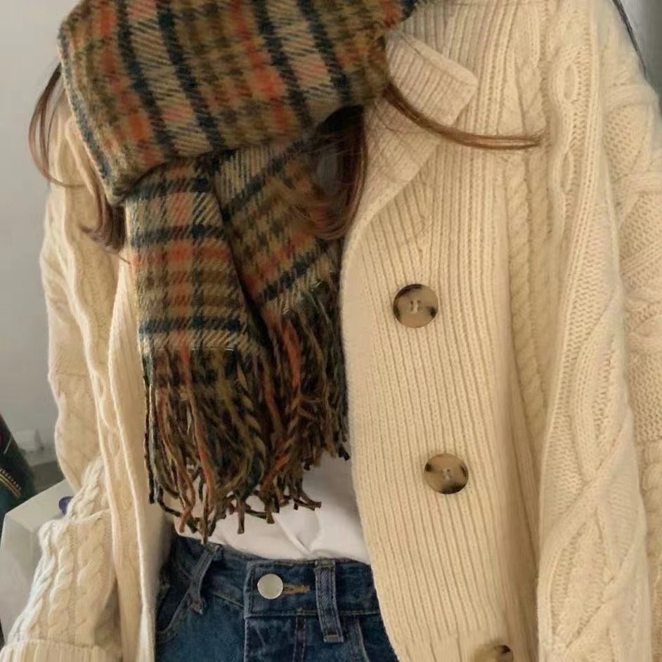 Khăn quàng cổ MU GUA ZHI PIN（MG STUDIO）kẻ sọc màu bí ngô