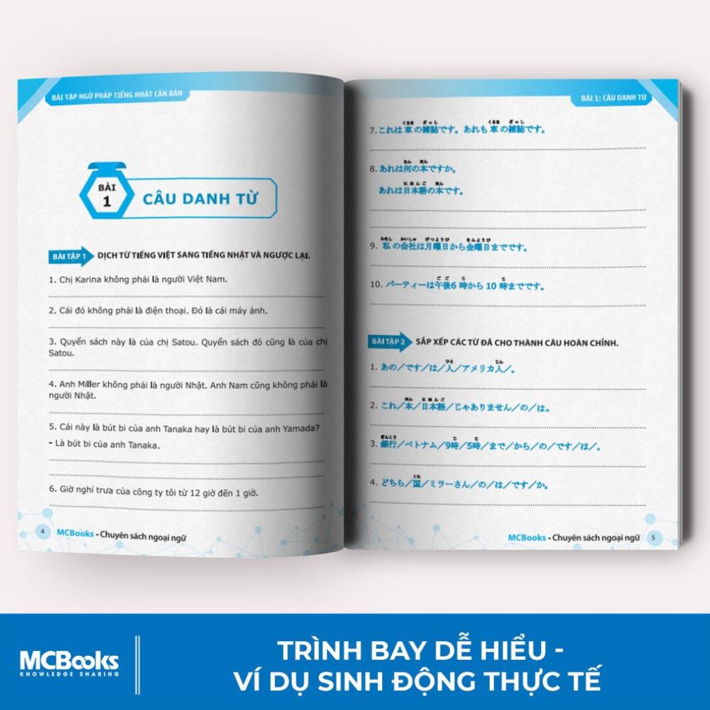 Sách - Bài Tập Ngữ Pháp Tiếng Nhật Căn Bản - Dành Cho Người Mới Bắt Đầu [MCBOOKS]