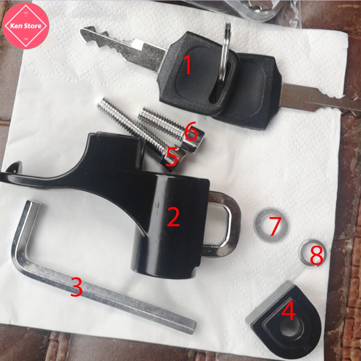 Khóa chống trộm mũ bảo hiểm 🔐HÀNG XỊN🔐 Khóa treo mũ bảo hiểm, có móc treo đồ, bằng hợp kim nhôm, cứng cáp, không rỉ sét