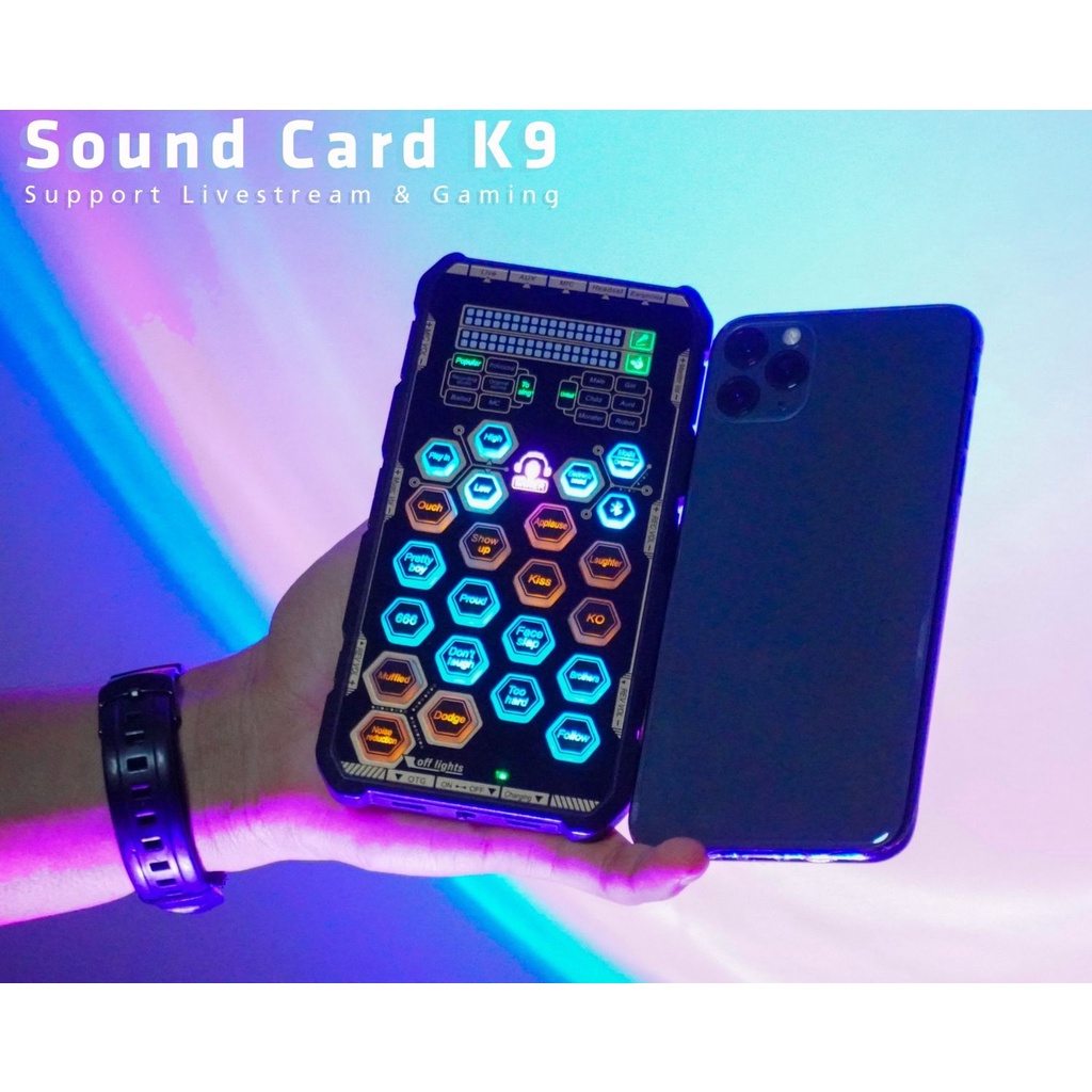 Sound Card K9 Mobile Tặng Kèm Tai Nghe - Chơi game, Thu Âm, Livestream, Karaoke Online Auto Tune Đổi Giọng - Nhỏ Gọn
