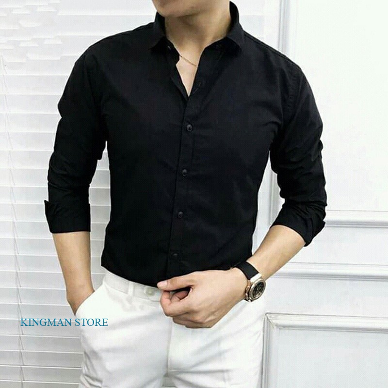 Áo Sơ Mi Nam Hàn Quốc Dài Tay Vải Lụa Thoáng Mát, Áo Sơ Mi Nam Hàn Quốc Chống Nhăn Chống Xù -Kingman Store