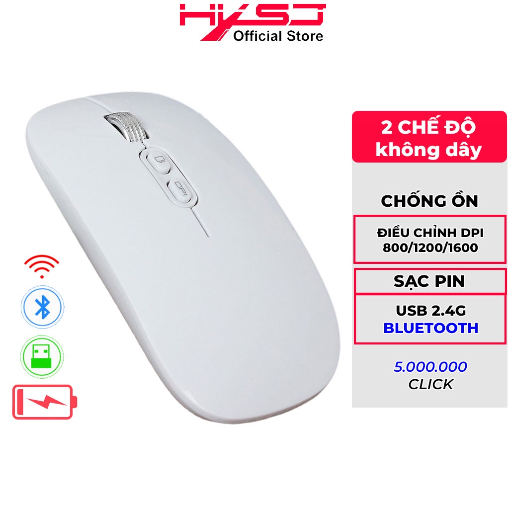 Chuột không dây bluetooth HXSJ M103B sạc pin siêu mỏng không gây tiếng ồn chuyên dùng cho Máy tính, pc, Laptop, Tivi
