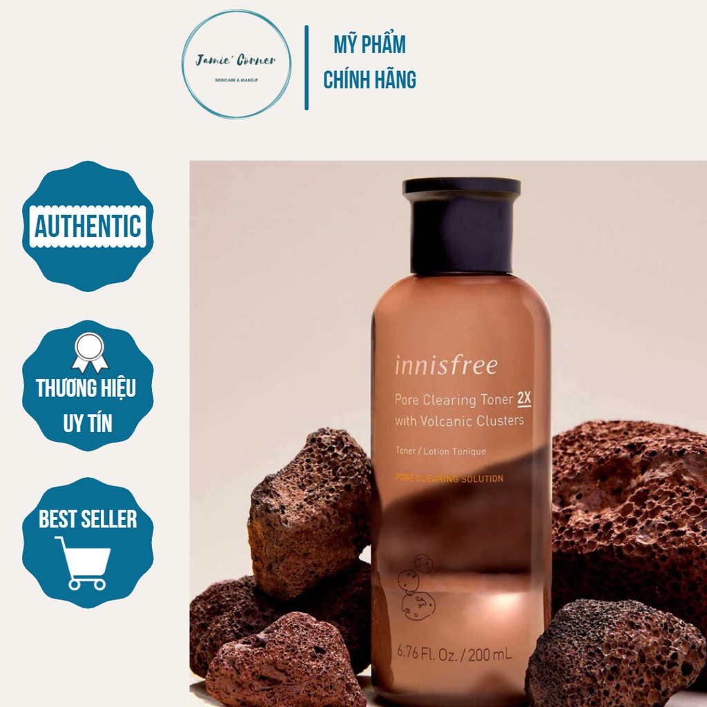 Nước hoa hồng giảm bã nhờn se khít lỗ chân lông tro núi lửa Innisfree Jeju Volcanic Pore Toner 2X