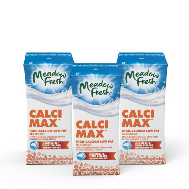 Thùng 24 hộp sữa tươi tiệt trùng Giàu Calci Ít béo Meadow Fresh 200ml/ hộp