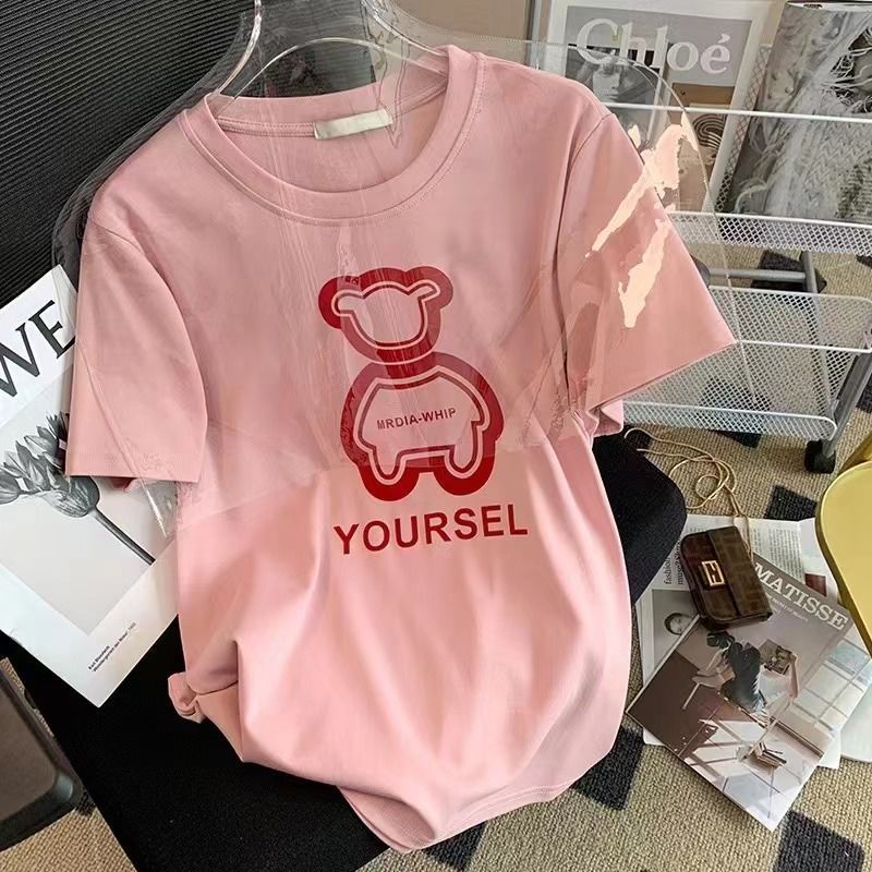 Áo thun nữ tay ngắn dáng rộng tin họa tiết thời trang phong cách 2022