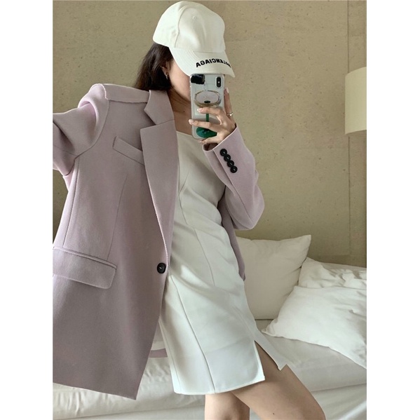 ÁO KHOÁC BLAZER DÁNG RỘNG HÀN QUỐC MÀU TÍM PASTEL ĐỘC LẠ