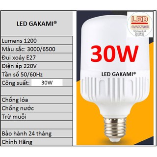 [LED GAKAMI] BÓNG ĐÈN LED TRỤ 30W SIÊU SÁNG, Chipled Gakami Nhật Bản, ĐỘ SÁNG ĐẠT CHUẨN