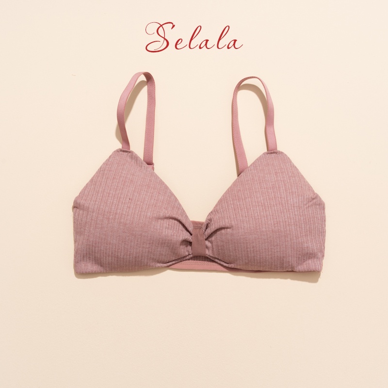 Áo Bra Cotton Selala Không Gọng Đệm Mỏng Thắt Nơ 2 Dây BR04