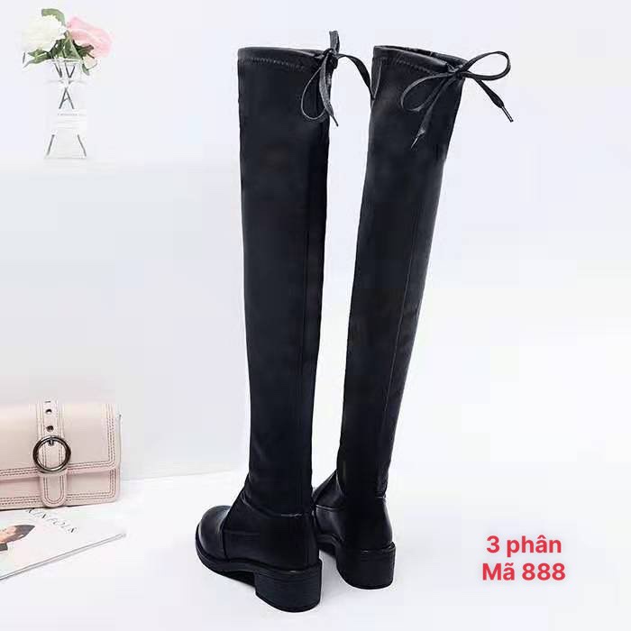 XẢ KHO (S159) Bốt đùi da đế thấp 3 phân, có lót lông (Mã 888) | BigBuy360 - bigbuy360.vn