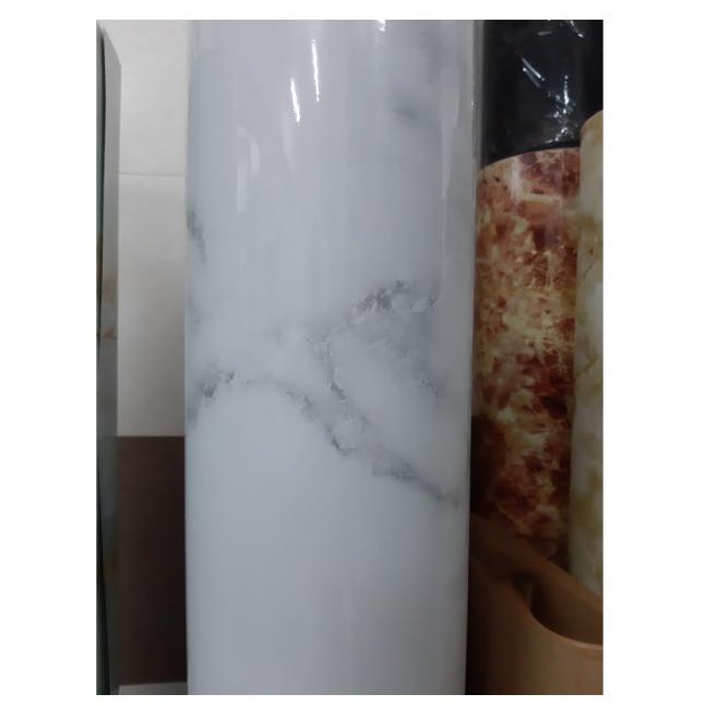 DECAL 5M PVC giấy dán bếp khổ 60cm (có sẵn keo dán) - mặt đá vân xám QR009