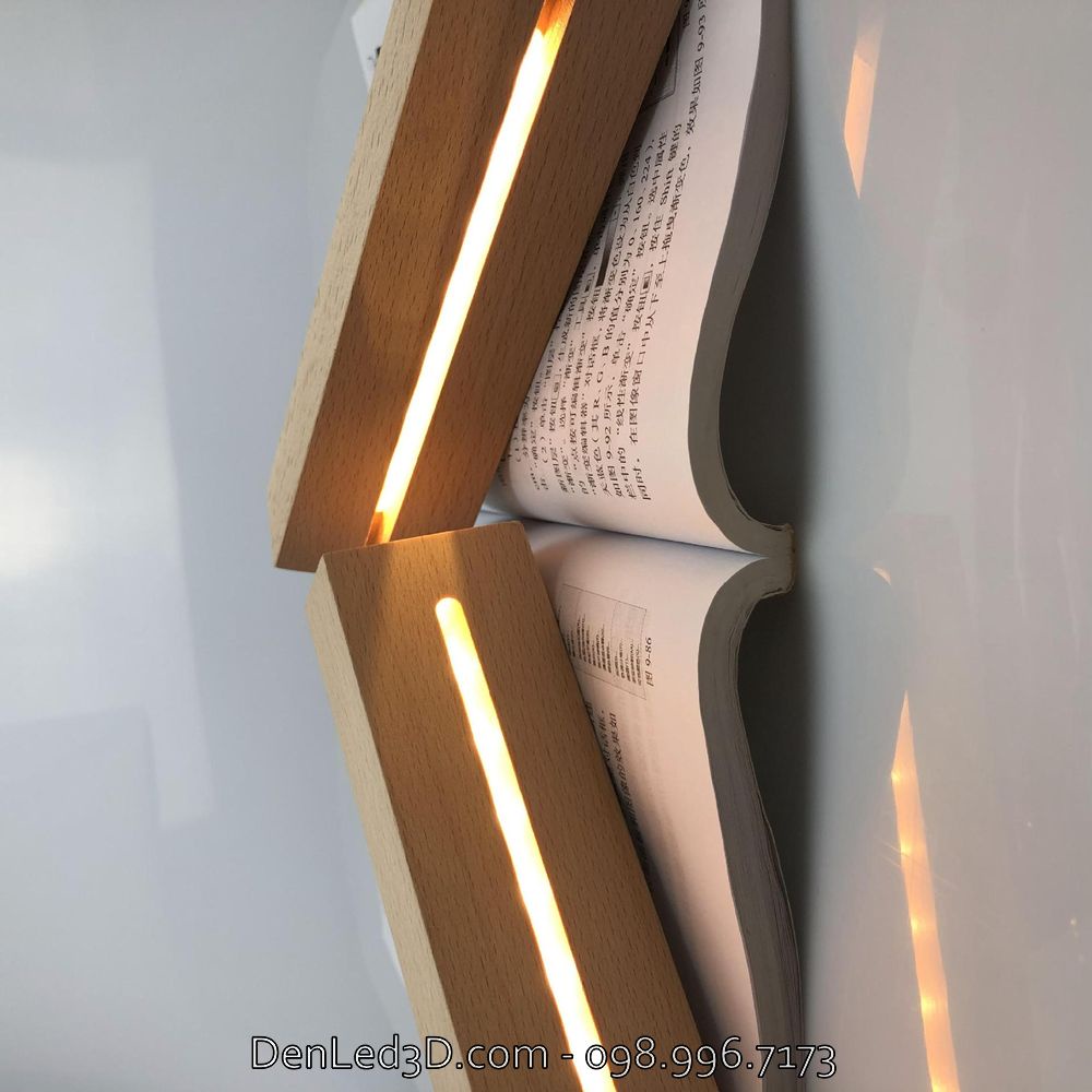Đế Đèn LED 3D Gỗ Chữ Nhật Dài RGB (không kèm mica)