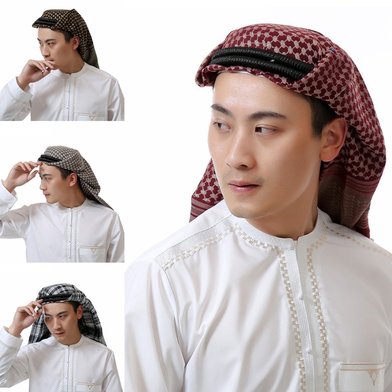 Khăn Trùm Đầu Co Giãn Khối Lượng Nhẹ In Họa Tiết Caro Kiểu Đạo Hồi Ả Rập Truyền Thống Cho Nam