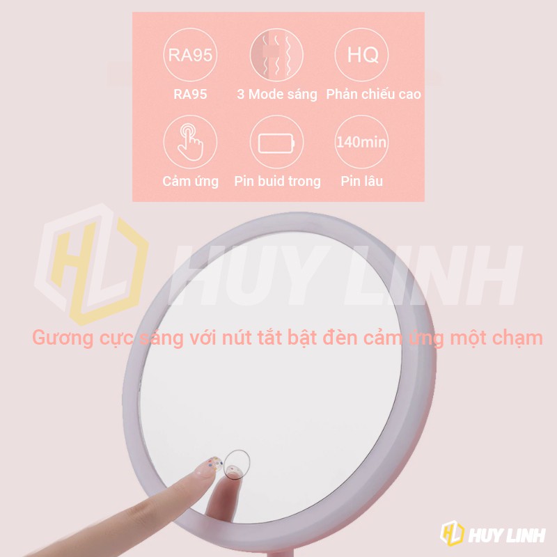 Gương trang điểm đèn led 3 chế độ sáng tắt mở cảm ứng - Sử dụng điện sạc Led Makeup Light Mirror 3 Mode HL236