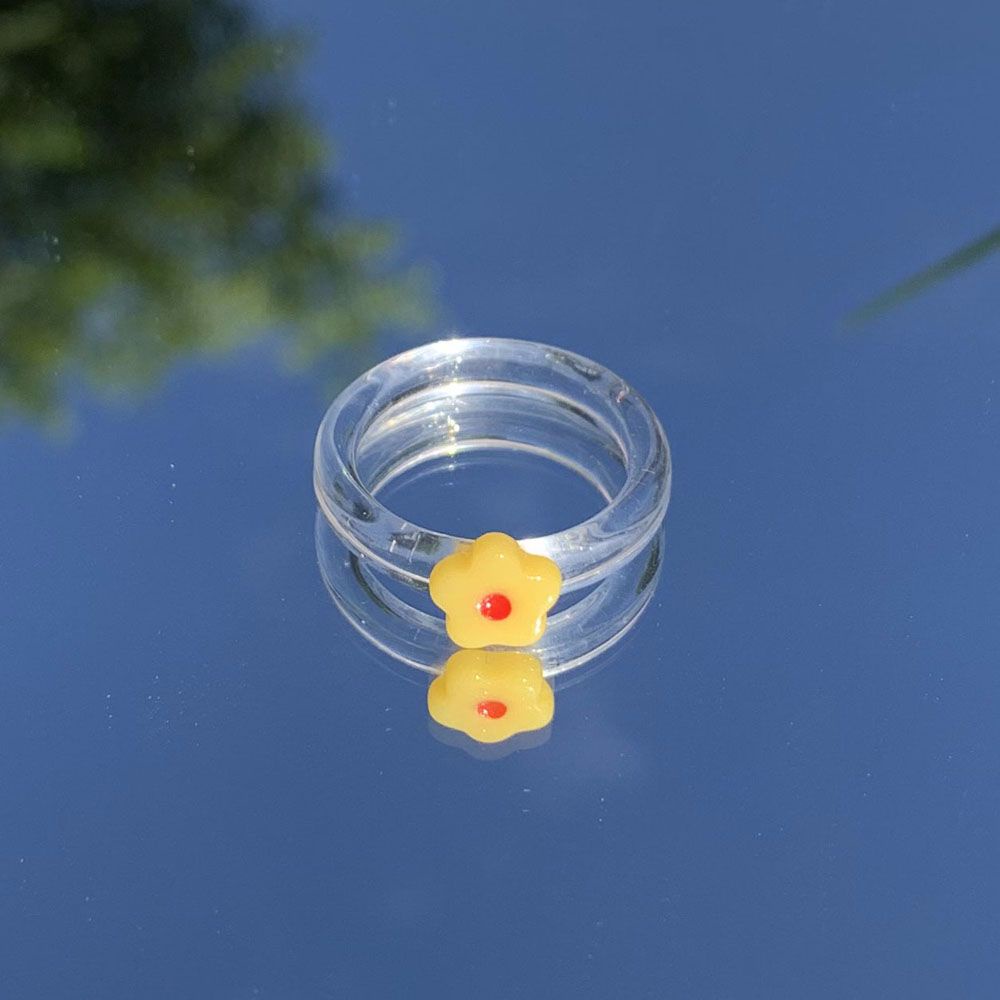 Nhẫn Nhựa Resin Trong Suốt Họa Tiết Hoa Nhiều Màu Dễ Thương Cho Nữ