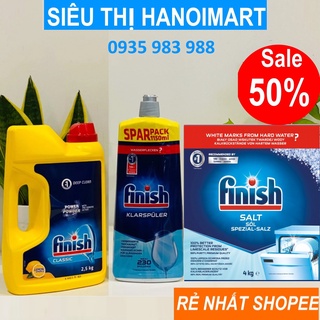 Combo Muối Rửa bát Finish 4kg +2.5kg bột rửa bát finish + 1150ml Nước làm