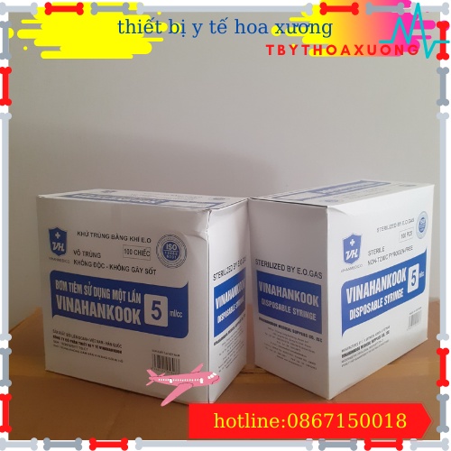[100 ông]Bơm tiêm Vinahankook 5cc-5ml[thietbiytehoaxuong]