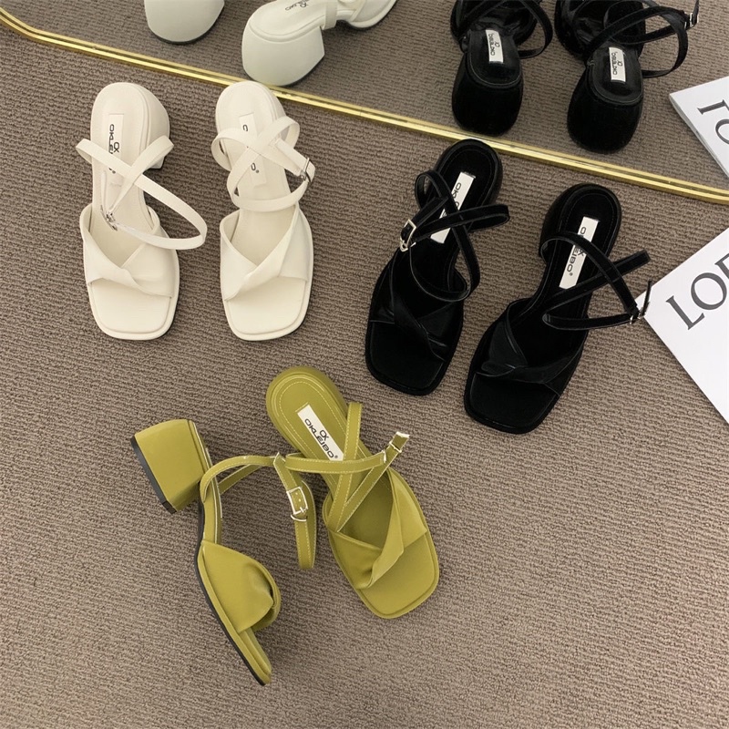 Giày Sandal Cao Gót Cài Khóa Đính Nơ Phong Cách Thời Trang Hàn Quốc Hàng Mới Dành Cho Nữ 2022