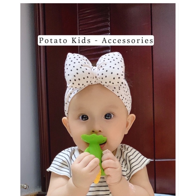 Tuban Nơ, Turban Nơ Phồng, Băng Đô Tai Thỏ Hot Trend POTATO KIDS Chất Liệu Cotton Co Giãn Cho Bé Sơ Sinh Đến 3 Tuổi