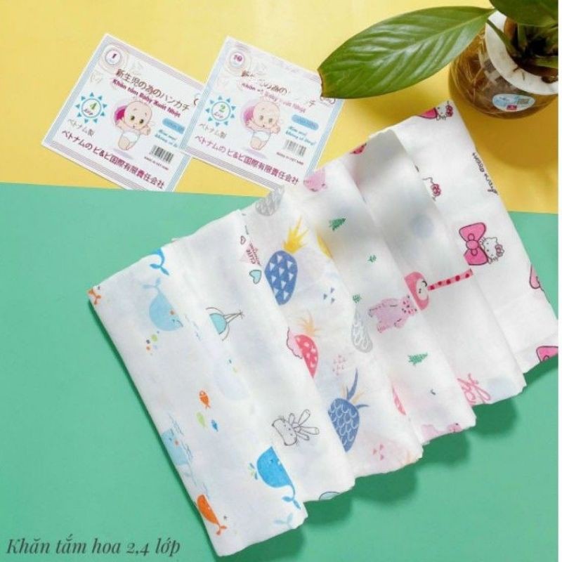 Khăn Tắm Xô Xuất Nhật Họa Tiết In Hình 2-4 Lớp Cho Bé