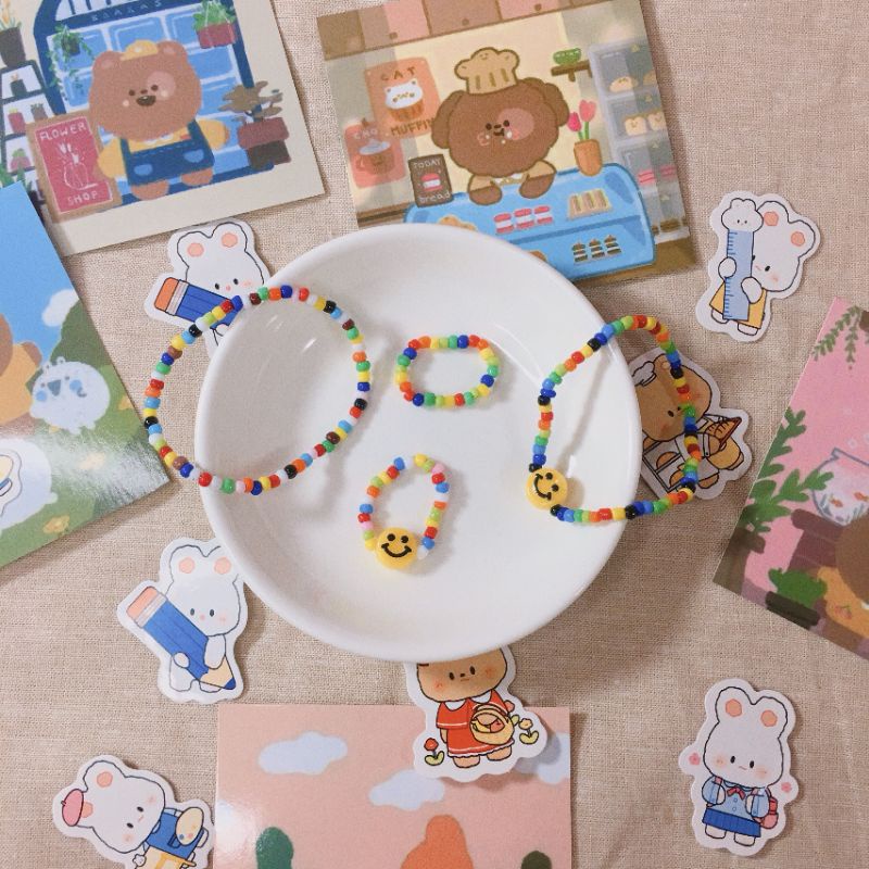 Vòng hạt cườm Rainbow siêu đáng yêu