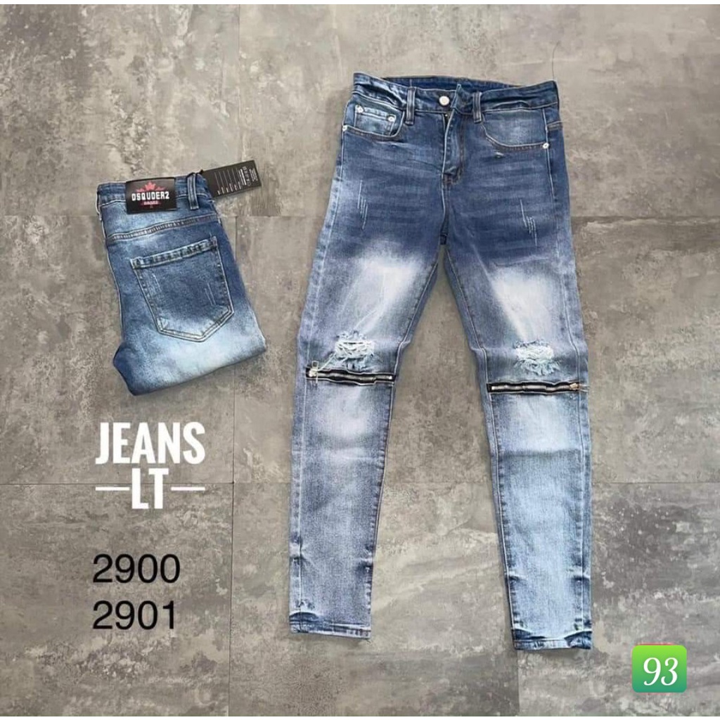 Quần jean nam chất bò cao cấp Ống Đứng Dáng Côn Xanh Bạc Kéo Khóa Giả Co Giãn 4 Chiều Basic HA461