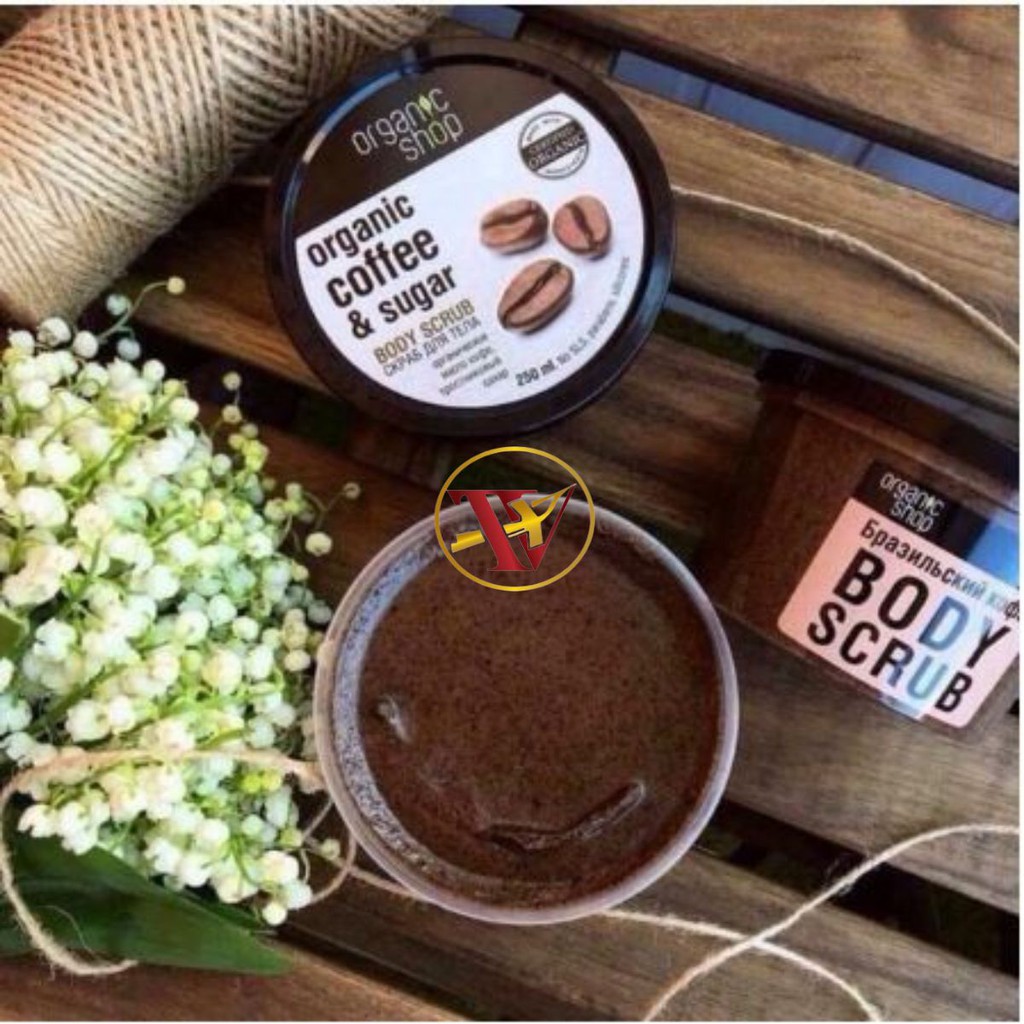 Tẩy Da Chết Toàn Thân Organic Shop Coffee Sugar Body Scrub 250g giúp tẩy tế bào chết, tái tạo da và thu nhỏ lỗ chân lông