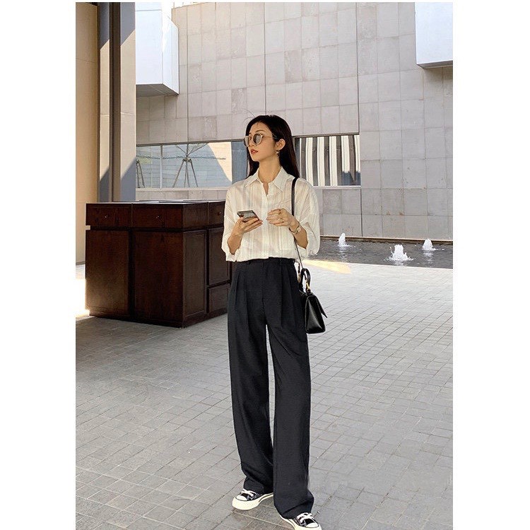 Quần Ống Suông Đen Nữ, Quần Cluthoes Ống Rộng Lưng Thun Hàng Thiết Kế Form Dáng Chuẩn Màu Cơ Bản Dễ Phối Đồ. | BigBuy360 - bigbuy360.vn