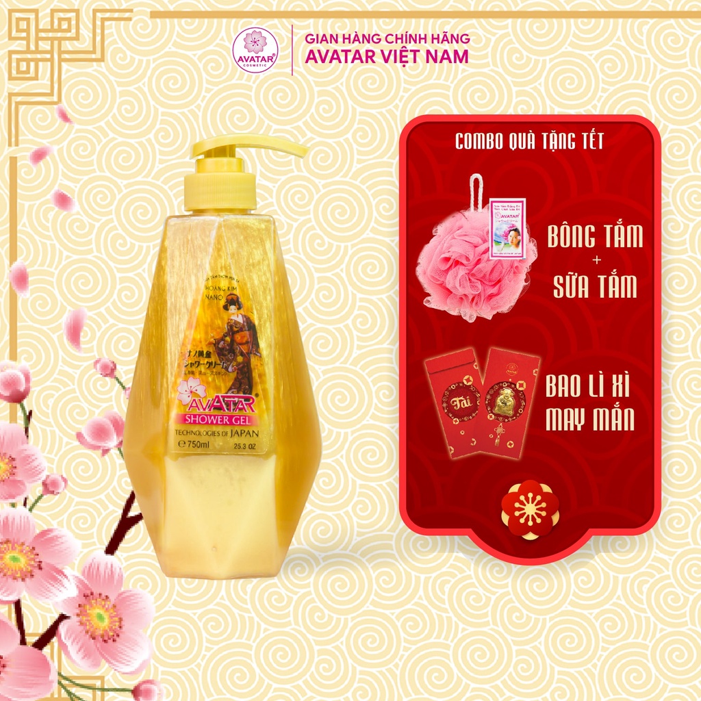 Sữa Tắm Vàng Hoàng Kim Nano Avatar - loại bỏ hắc tố, da sáng đều màu chống lão hóa da 750ml