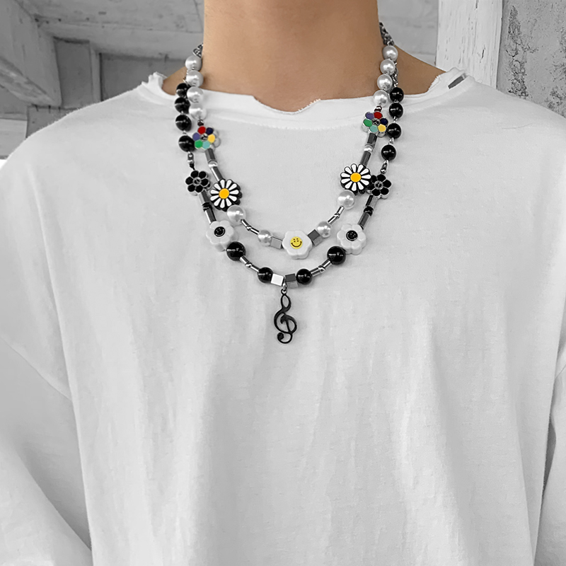 Vòng Cổ Gắn Mặt Hình Hoa Hướng Dương / Hoa Cúc Ngọc Trai Độc Đáo Hợp Thời Trang