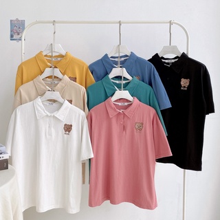 Áo phông cổ polo thêu gấu trước ngực LYRA - VSYAP0229