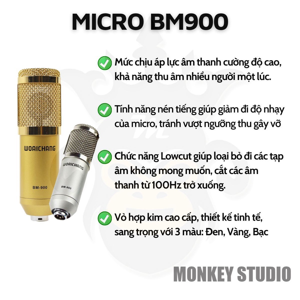 Mic Livestream | Micro thu âm Sound Card K300 & Mic BM900 Hát Livestream Điện Thoại Chuyên Nghiệp, Monkey Studio | BigBuy360 - bigbuy360.vn