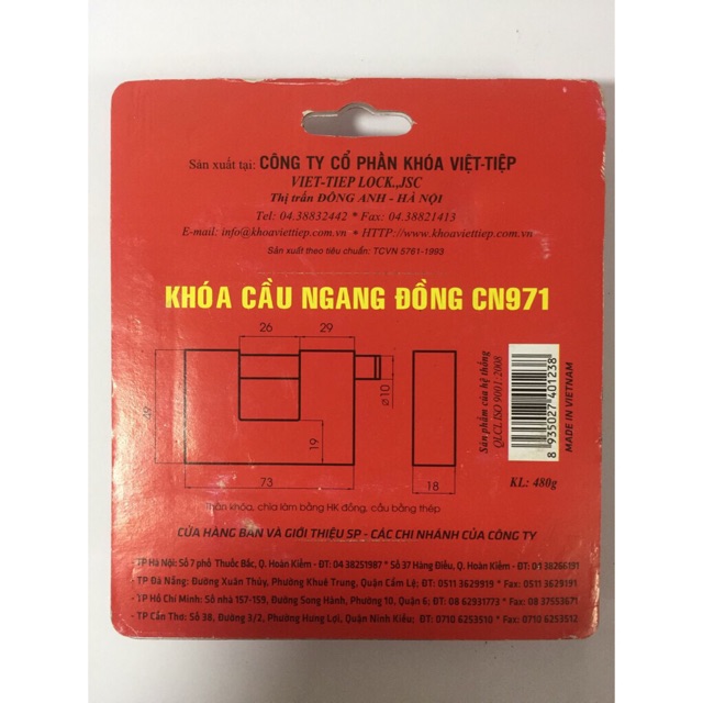 Khoá cầu ngang đồng việt tiệp CN971