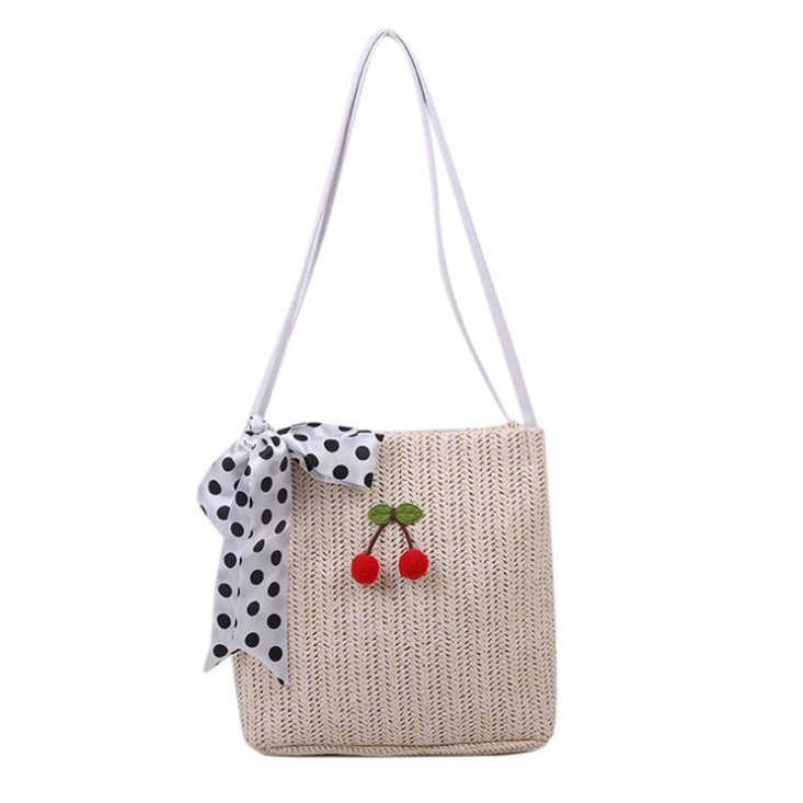 Túi Cói Đẹp Đeo Vai Thời Trang Đi Biển, Đi Du Lịch ( mẫu Cherry)