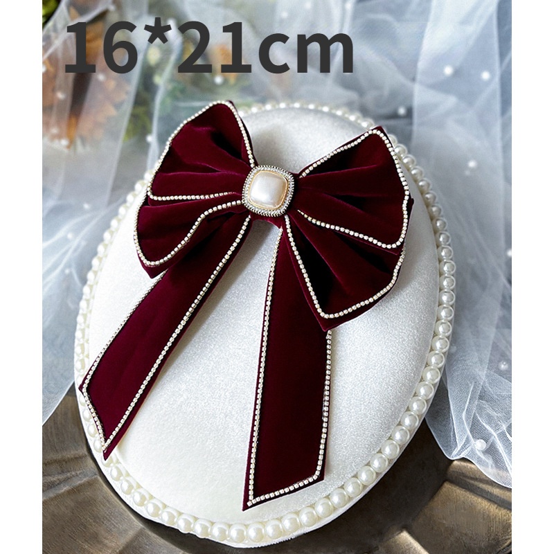 Nơ Cài Tóc Cô Dâu Màu Đỏ Rượu Thời Trang Cổ Điển