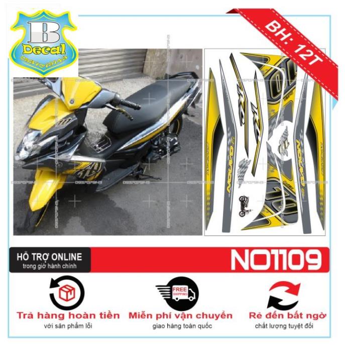 [TEM CHẾ] TEM XE NOUVO 5 SỐ 10 XÁM VÀNG [Bi Decal]