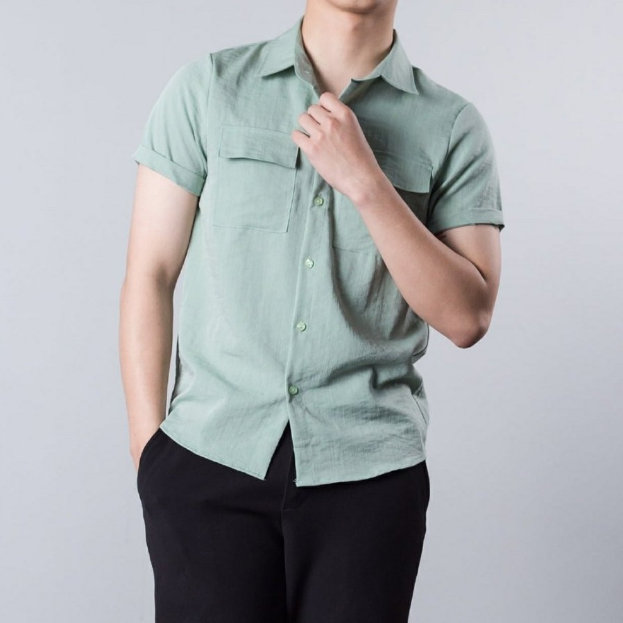 Áo sơ mi nam chất đũi cộc tay -  áo đũi nam phong cách trẻ trung, lịch lãm