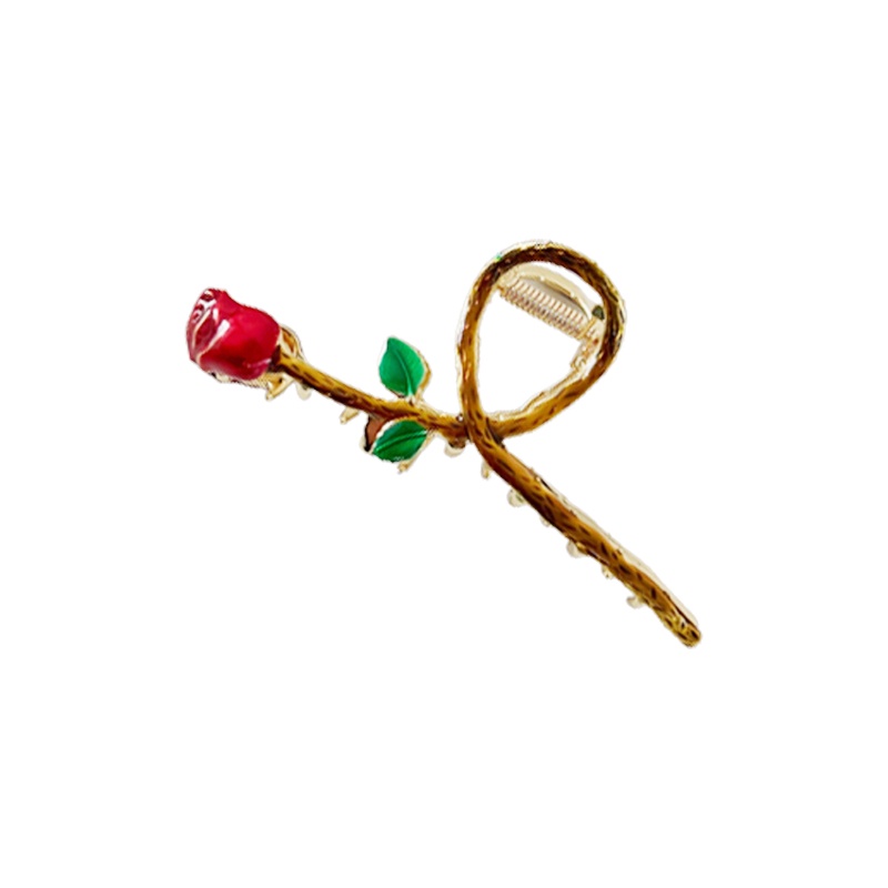 Kẹp Tóc Càng Cua Kim Loại Họa Tiết Hoa Hồng Sang Trọng Cho Nữ YOS