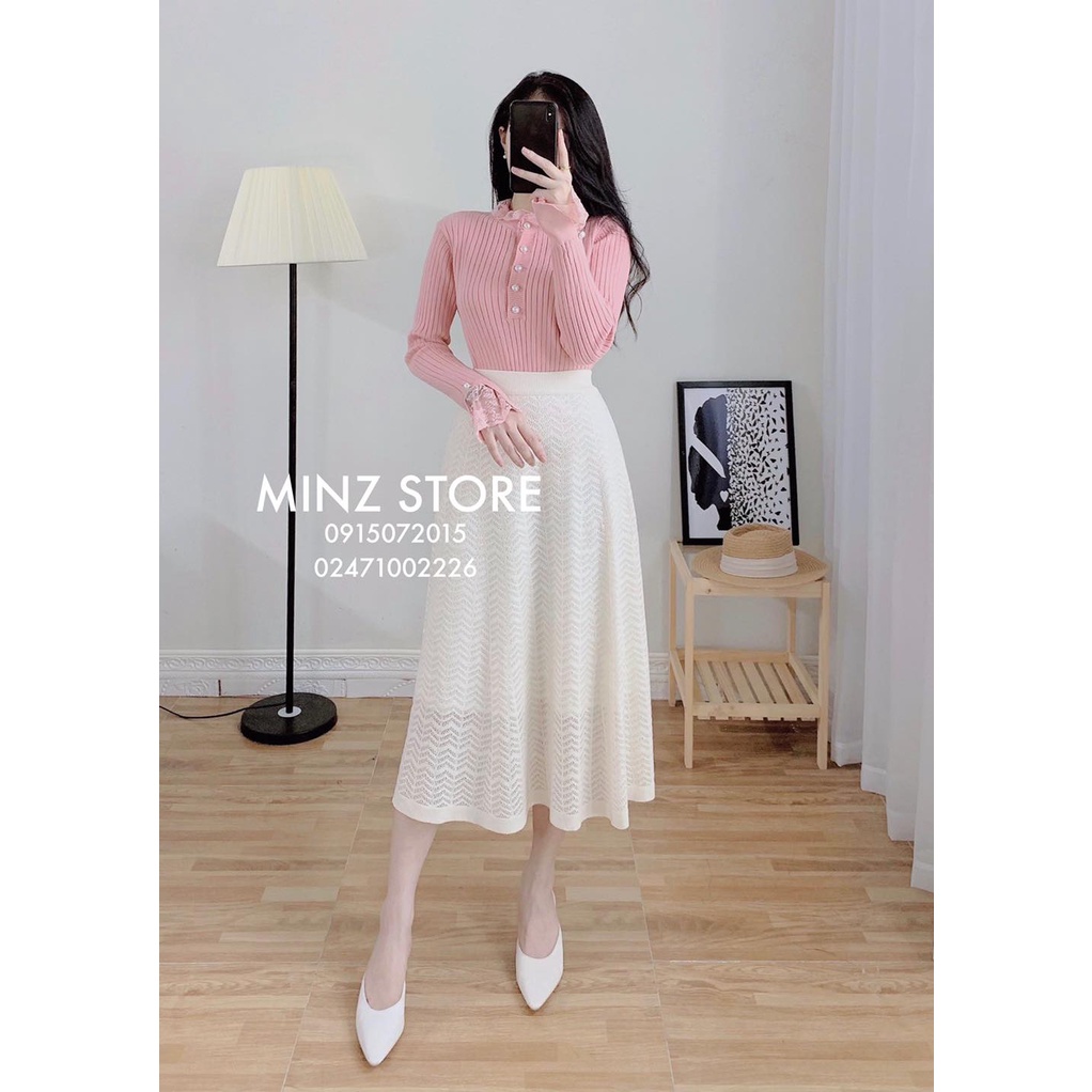 Len cổ ren tay ren 5 cúc #923 (4 màu)