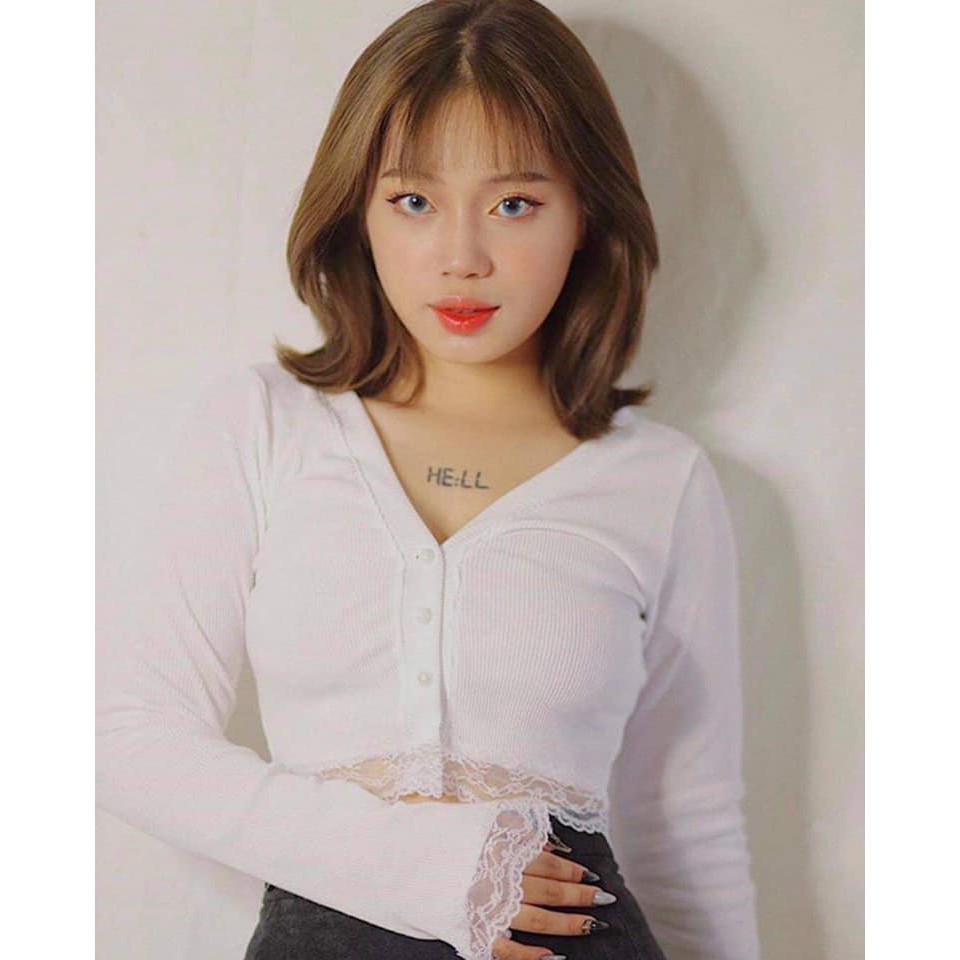 Áo Croptop Pha Ren Wool Nữ [FREESHIP] 🌸 Thun tăm dài tay dáng ôm body phông trơn màu trắng bánh bèo Ulzzang Sexy HOT 🌸