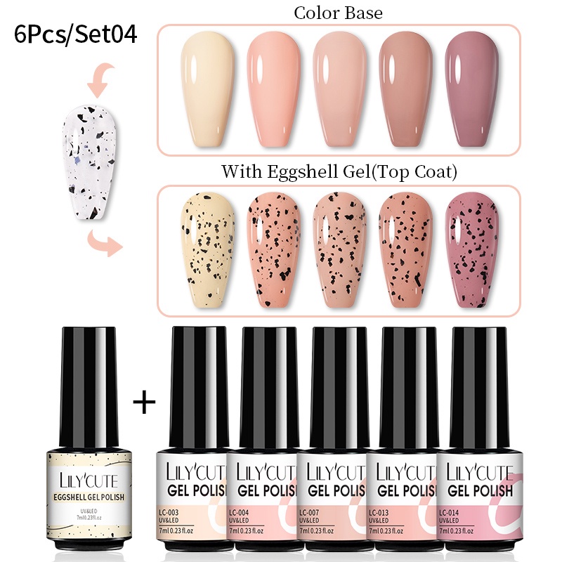 Bộ 6 chai gel sơn móng tay UR SUGAR 7ml họa tiết quả trứng