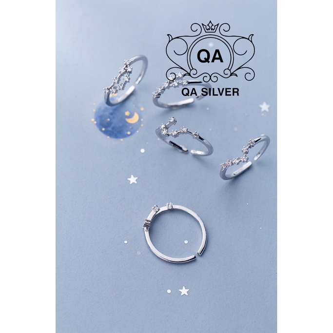 Nhẫn bạc 925 đính đá 12 cung hoàng đạo nam nữ chòm sao S925 HOROSCOPE ZODIAC Ring QA SILVER RI200401