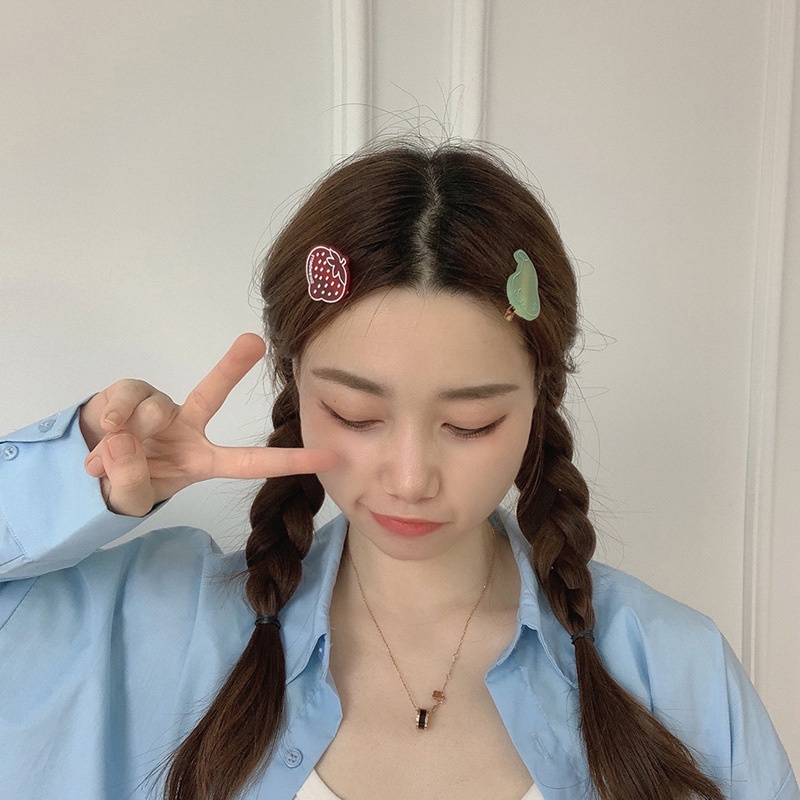 1 Kẹp Tóc Mỏ Vịt Hình Trái Cây Hoạt Hình Dễ Thương Cho Bé Gái