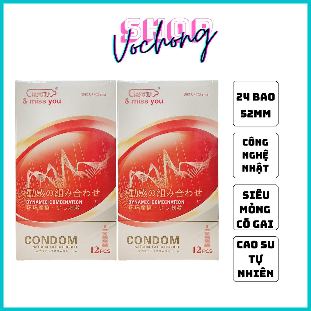 FREESHIP - 2 HỘP Bao cao su Gân - Gai nổi - Mỏng Miss You 12 pcs - Hàng nội địa Nhật 100%