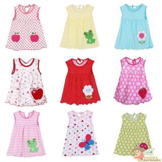 Đầm Chữ A Không Tay In Họa Tiết Dễ Thương Cho Bé Gái (1-2 Tuổi)