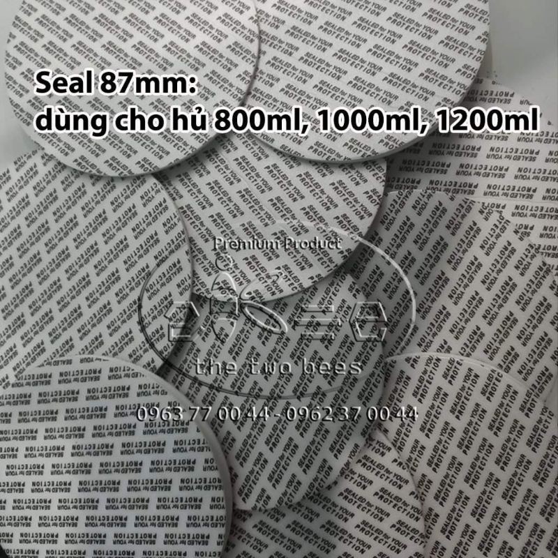 20 miếng Màng Seal Tự Dính cắt Theo yêu cầu (nhỏ hơn 82mm) Và Kích có sẵn 59.5mm, 66mm,82mm,87mm