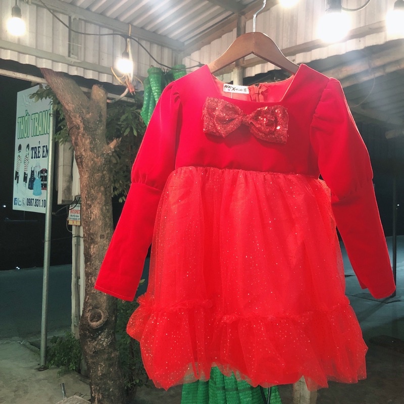 ĐẦM NOEL CHO BÉ GÁI ĐẦM NHUNG ĐỎ CHO BÉ GÁI SỊN