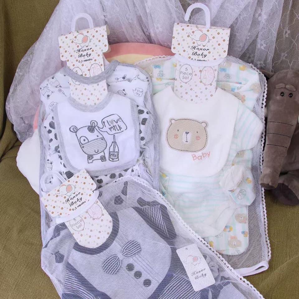 Set 5 chi tiết Body cho bé sơ sinh bé trai bé gái Buxado